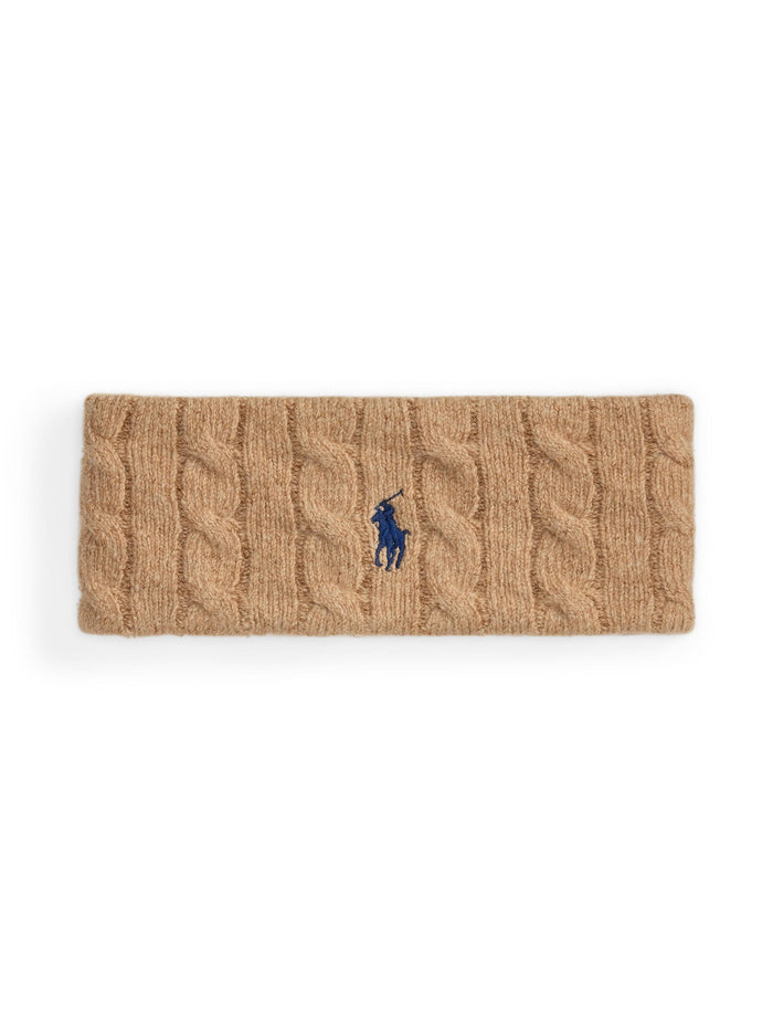 RALPH LAUREN WOMEN Cable-Knit Wool-Cashmere Headband Camel