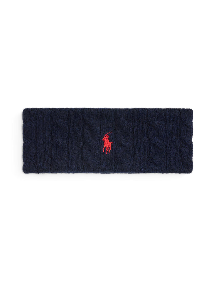 RALPH LAUREN WOMEN Cable-Knit Wool-Cashmere Headband Hunter Navy