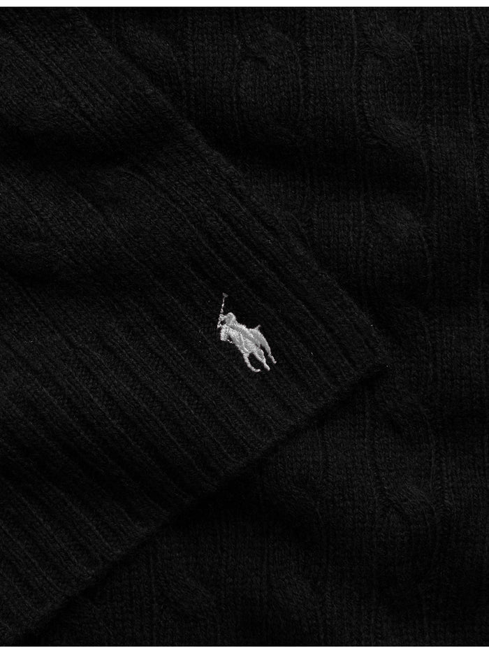 RALPH LAUREN WOMEN Cable-Knit Wool-Cashmere Scarf Black