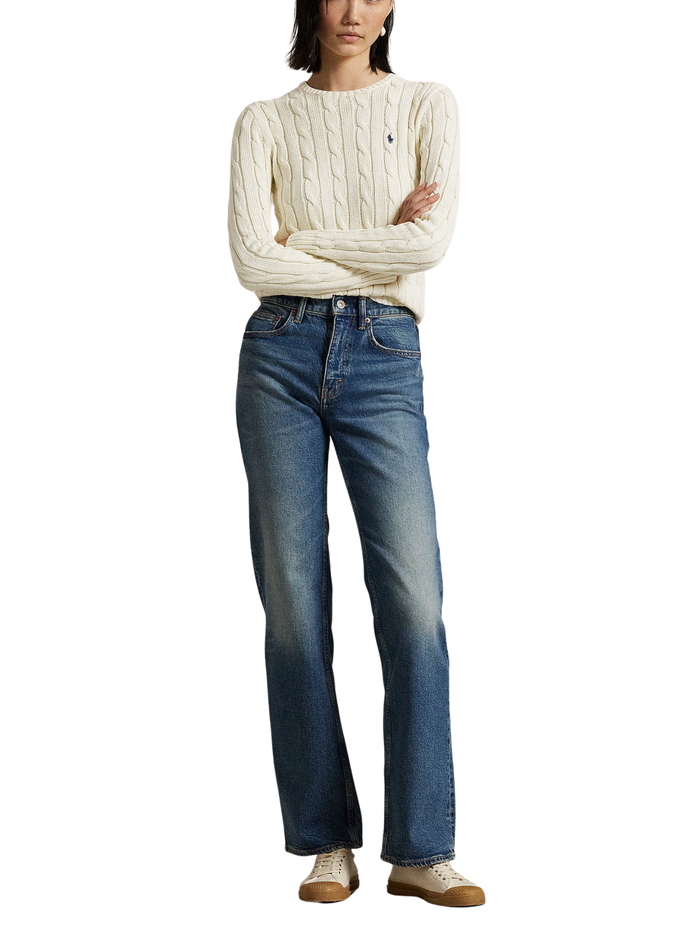 RALPH LAUREN WOMEN Cable-Knit Wool-Cashmere Sweater Authentic Cream
