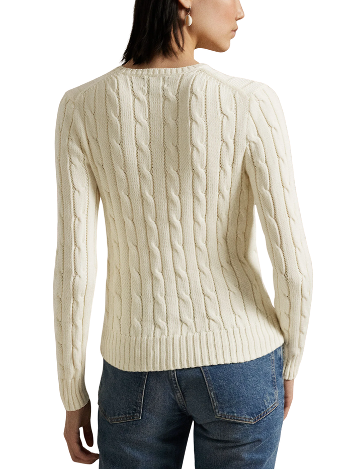 RALPH LAUREN WOMEN Cable-Knit Wool-Cashmere Sweater Authentic Cream