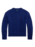 RALPH LAUREN WOMEN Cable-Knit Wool-Cashmere Sweater Winter Night Navy