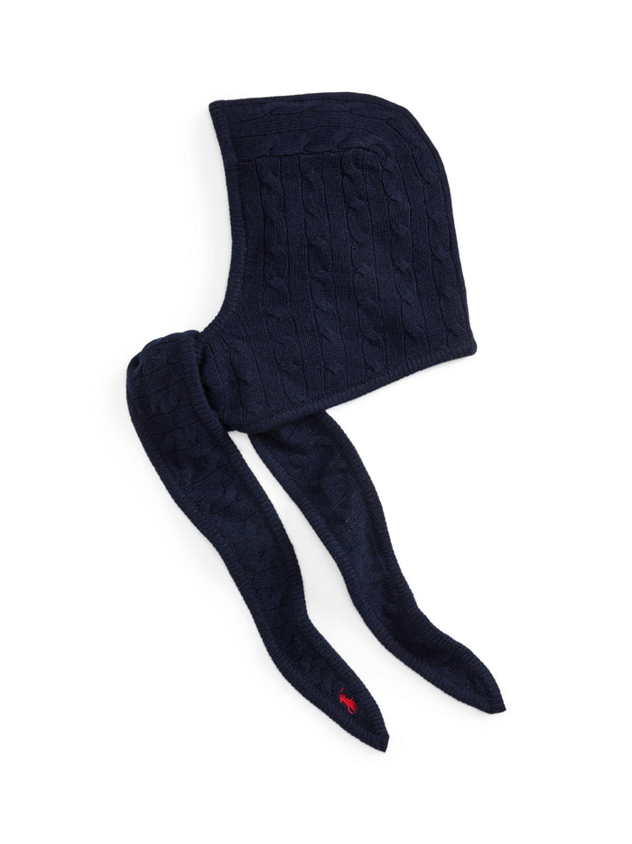 RALPH LAUREN WOMEN Cable-Knit Wool-Cashmere Wrap Snood Hunter Navy