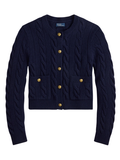 RALPH LAUREN WOMEN Cable Wool-Cashmere Cardigan Hunter Navy