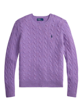 RALPH LAUREN WOMEN Cable Wool-Cashmere Crewneck Sweater Amethyst Falls Heather
