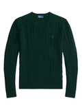 RALPH LAUREN WOMEN Cable Wool-Cashmere Crewneck Sweater College Green
