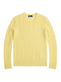 RALPH LAUREN WOMEN Cable Wool-Cashmere Crewneck Sweater Fall Yellow