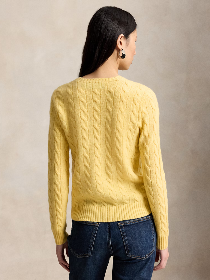 RALPH LAUREN WOMEN Cable Wool-Cashmere Crewneck Sweater Fall Yellow