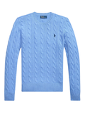 RALPH LAUREN WOMEN Cable Wool-cashmere Crewneck Sweater New Litchfield Blue