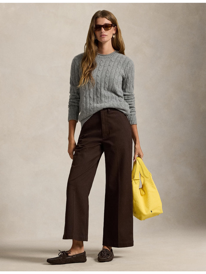 RALPH LAUREN WOMEN Chino Wide-Leg Pants Squire Brown