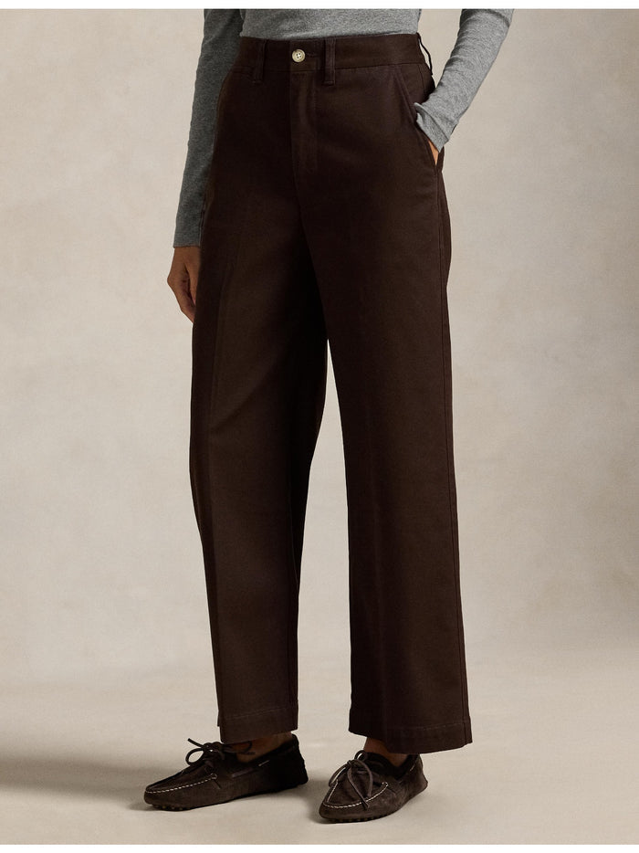 RALPH LAUREN WOMEN Chino Wide-Leg Pants Squire Brown