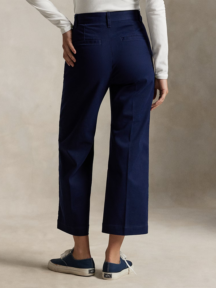 RALPH LAUREN WOMEN Chino Wide-Leg Trousers Newport Navy