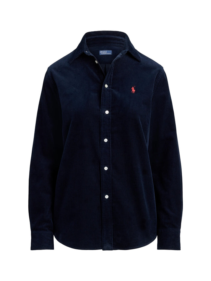 RALPH LAUREN WOMEN Classic Fit Cotton Corduroy Shirt Navy