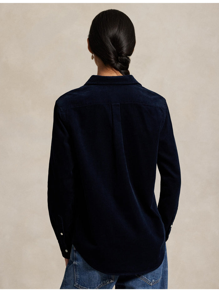 RALPH LAUREN WOMEN Classic Fit Cotton Corduroy Shirt Navy