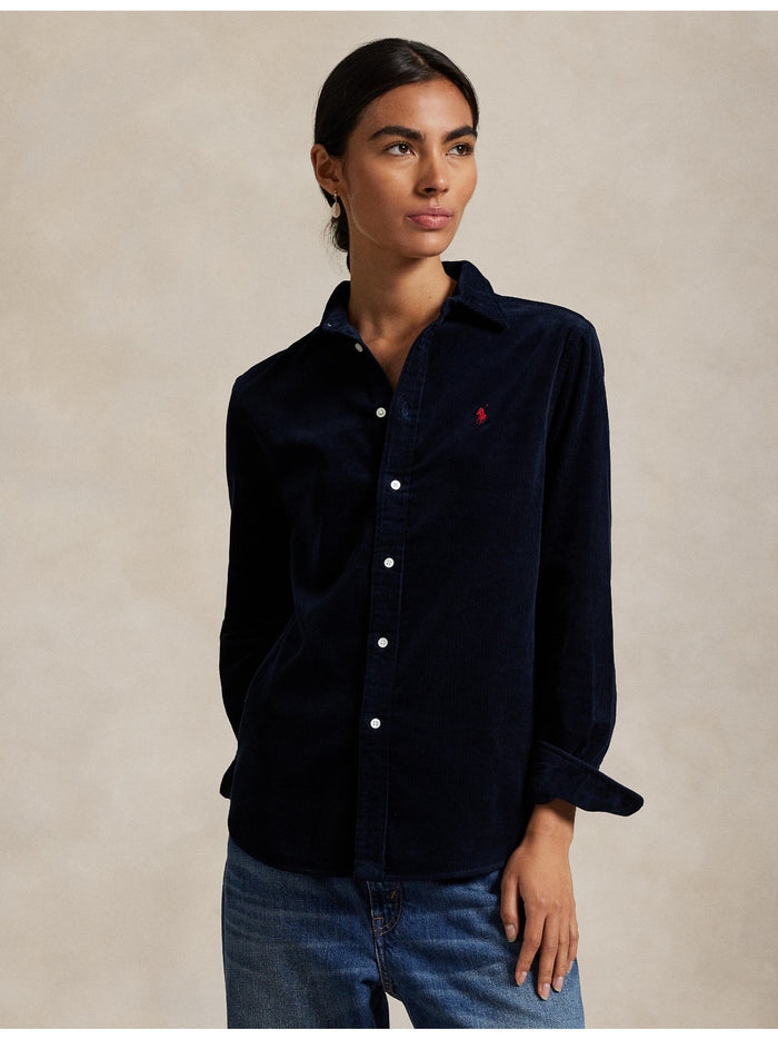 RALPH LAUREN WOMEN Classic Fit Cotton Corduroy Shirt Navy