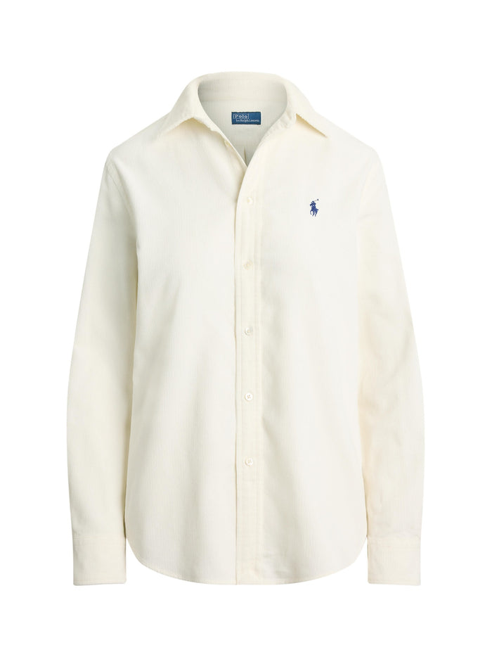 RALPH LAUREN WOMEN Classic Fit Cotton Corduroy Shirt Warm White