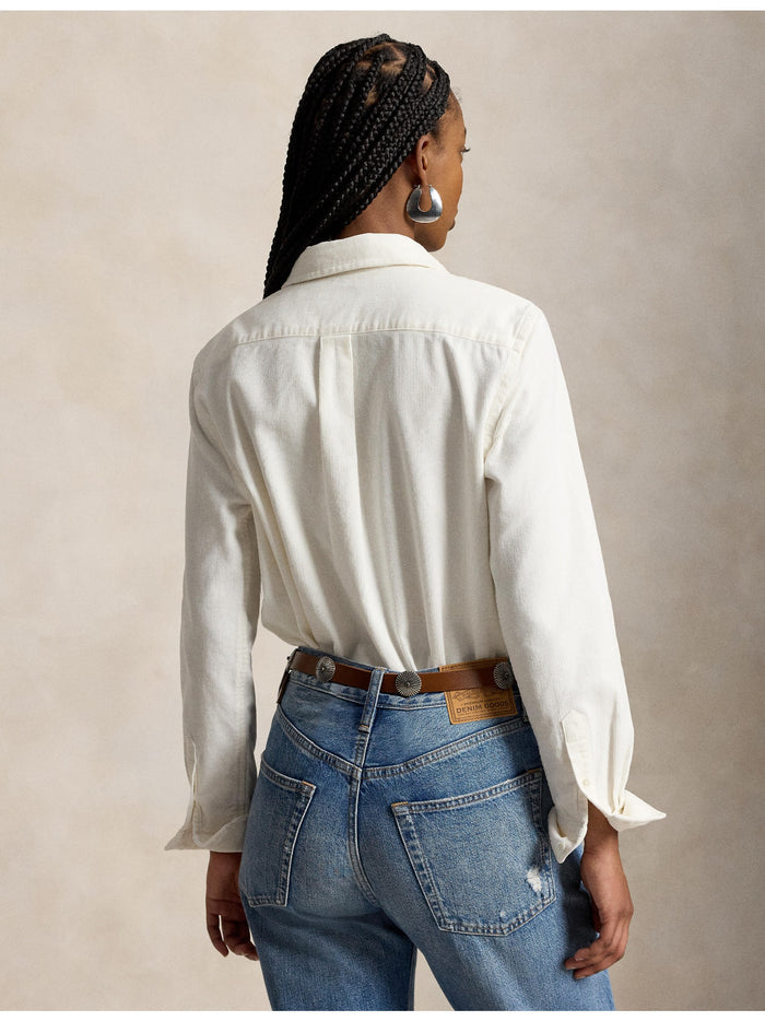 RALPH LAUREN WOMEN Classic Fit Cotton Corduroy Shirt Warm White