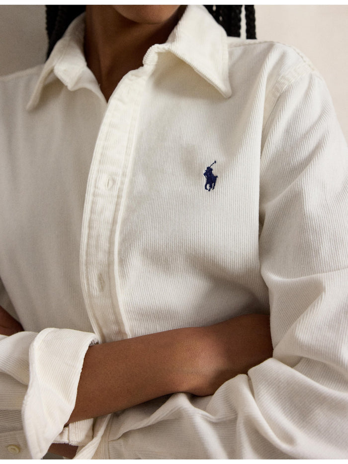 RALPH LAUREN WOMEN Classic Fit Cotton Corduroy Shirt Warm White