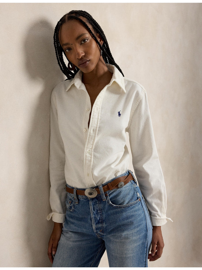 RALPH LAUREN WOMEN Classic Fit Cotton Corduroy Shirt Warm White