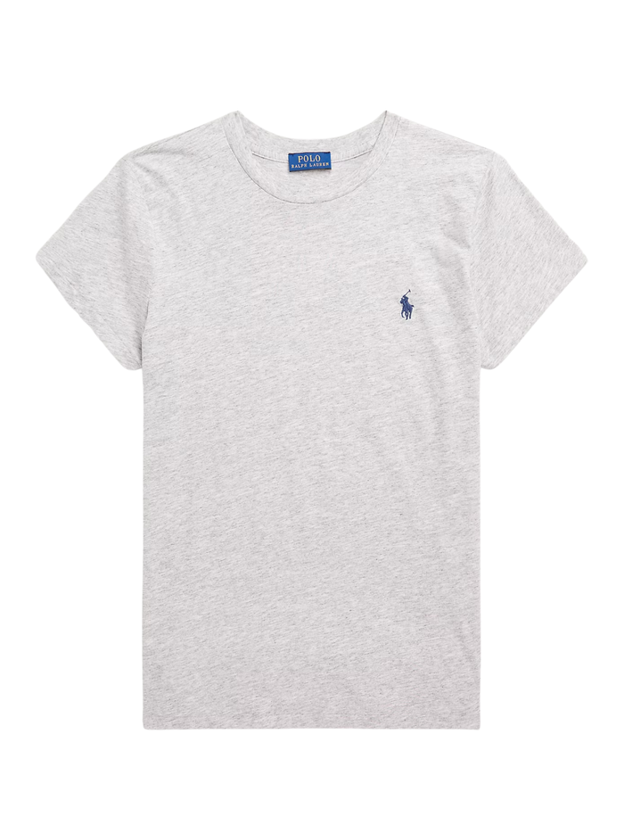 RALPH LAUREN WOMEN Classic Fit Cotton Jersey Crewneck Tee Cobblestone Heather - MAISONDEFASHION.COM