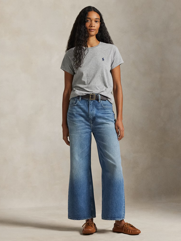 RALPH LAUREN WOMEN Classic Fit Cotton Jersey Crewneck Tee Cobblestone Heather - MAISONDEFASHION.COM