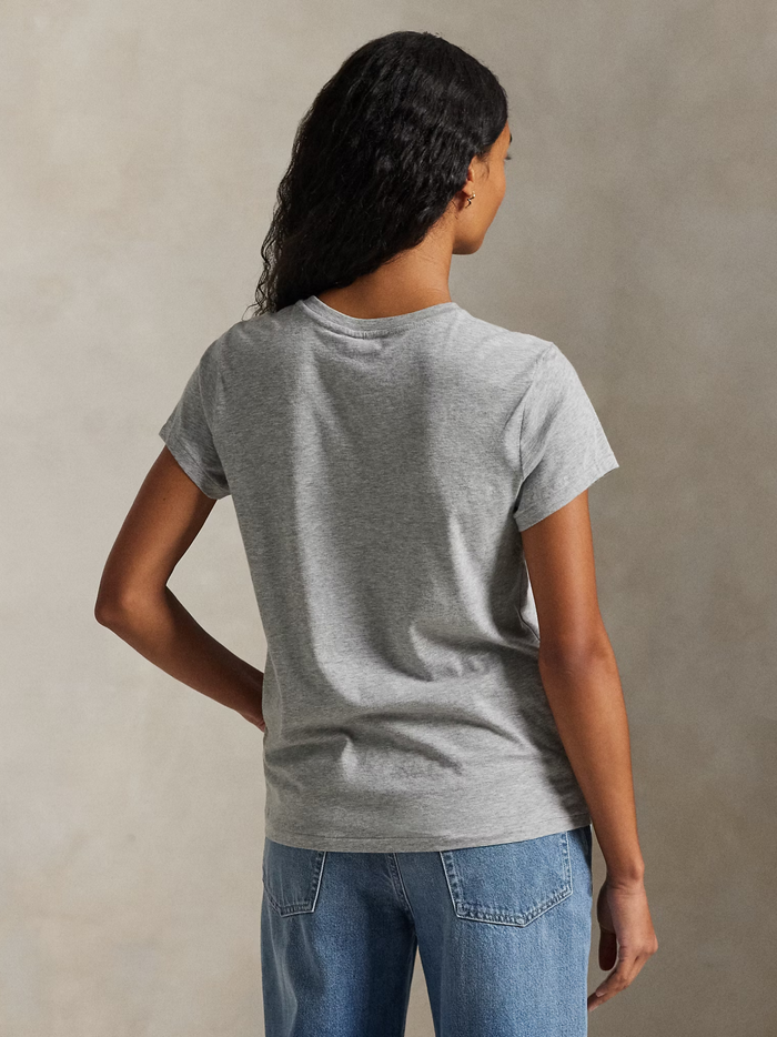 RALPH LAUREN WOMEN Classic Fit Cotton Jersey Crewneck Tee Cobblestone Heather - MAISONDEFASHION.COM