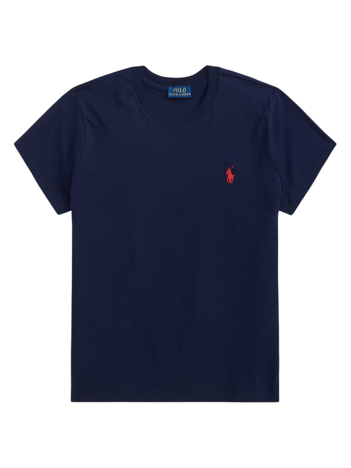 RALPH LAUREN WOMEN Classic Fit Cotton Jersey Crewneck Tee Cruise Navy - MAISONDEFASHION.COM