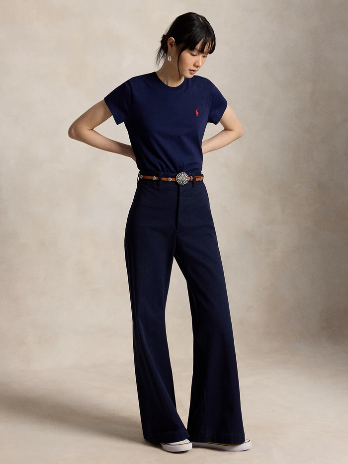 RALPH LAUREN WOMEN Classic Fit Cotton Jersey Crewneck Tee Cruise Navy - MAISONDEFASHION.COM