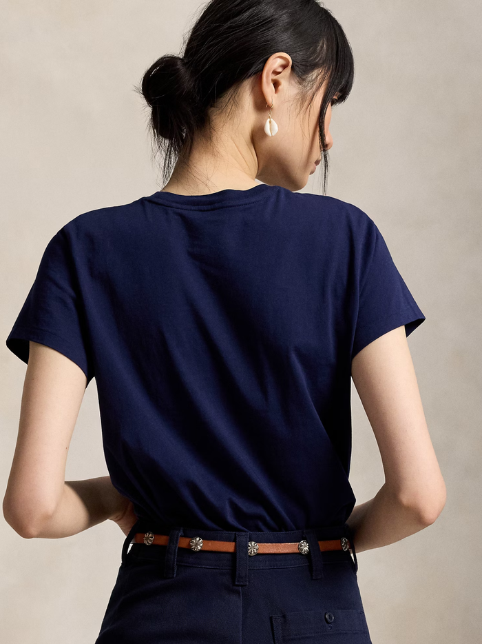 RALPH LAUREN WOMEN Classic Fit Cotton Jersey Crewneck Tee Cruise Navy - MAISONDEFASHION.COM