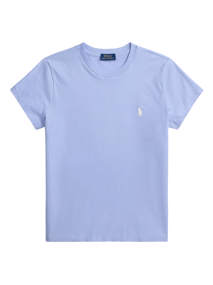 RALPH LAUREN WOMEN Classic Fit Cotton Jersey Crewneck Tee Dress Shirt Blue