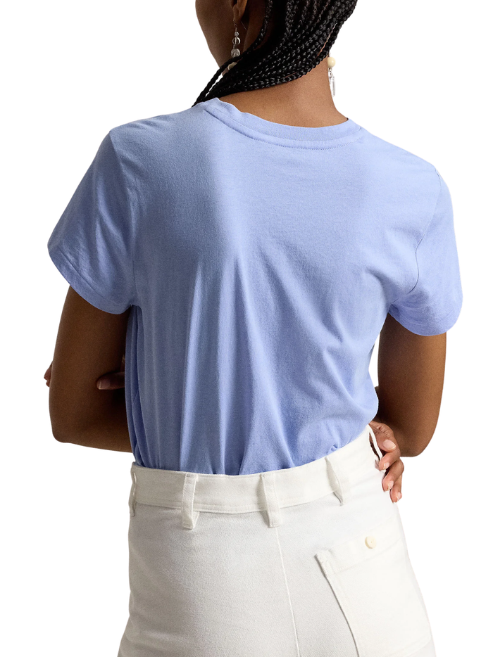RALPH LAUREN WOMEN Classic Fit Cotton Jersey Crewneck Tee Dress Shirt Blue