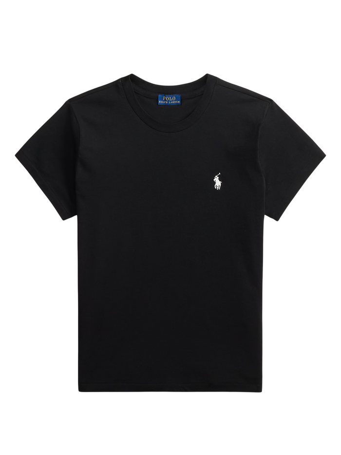 RALPH LAUREN WOMEN Classic Fit Cotton Jersey Crewneck Tee Polo Black - MAISONDEFASHION.COM