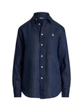 RALPH LAUREN WOMEN Classic Fit Linen Shirt Tidal Navy