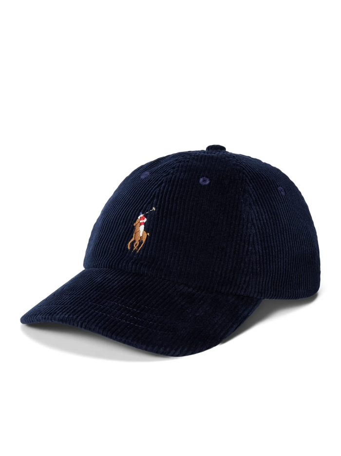 RALPH LAUREN WOMEN Corduroy Ball Cap Aviator Navy