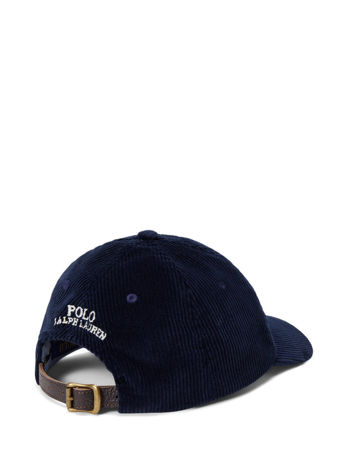 RALPH LAUREN WOMEN Corduroy Ball Cap Aviator Navy
