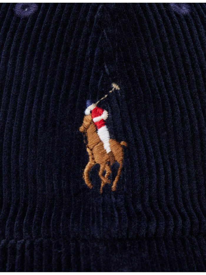 RALPH LAUREN WOMEN Corduroy Ball Cap Aviator Navy