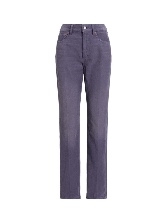 RALPH LAUREN WOMEN Corduroy Relaxed Straight Pants Purple