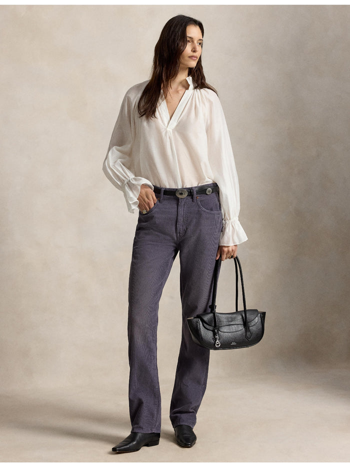 RALPH LAUREN WOMEN Corduroy Relaxed Straight Pants Purple