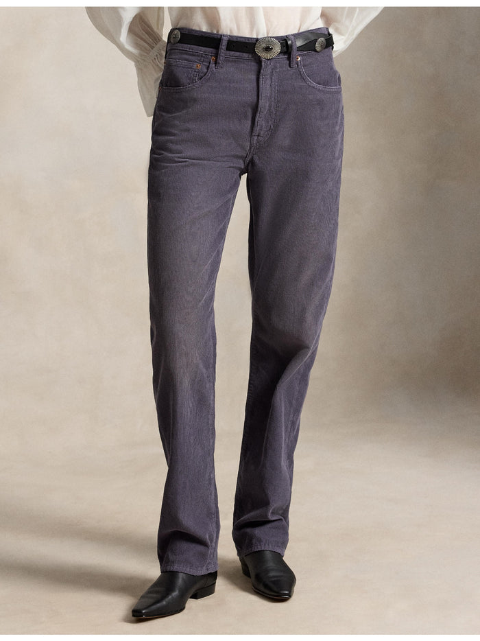 RALPH LAUREN WOMEN Corduroy Relaxed Straight Pants Purple