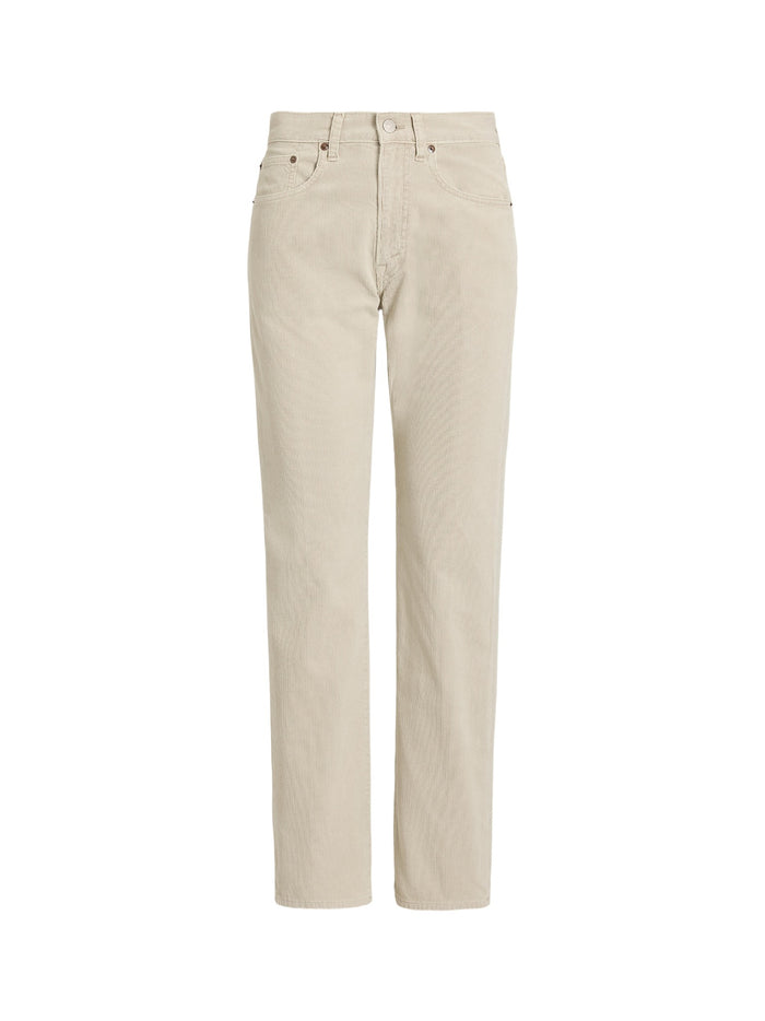 RALPH LAUREN WOMEN Corduroy Relaxed Straight Pants Stone