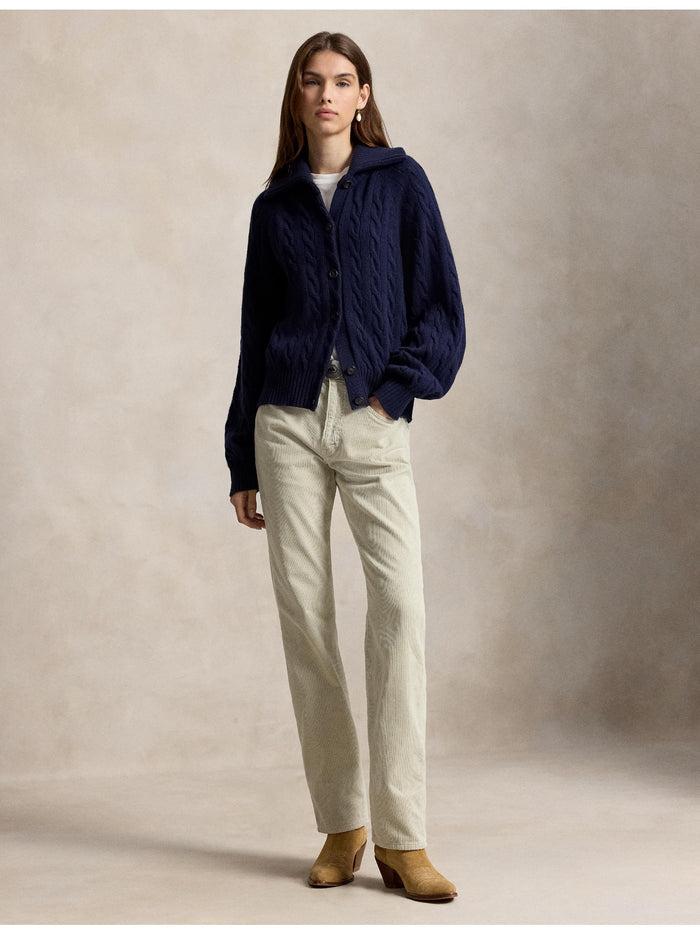 RALPH LAUREN WOMEN Corduroy Relaxed Straight Pants Stone