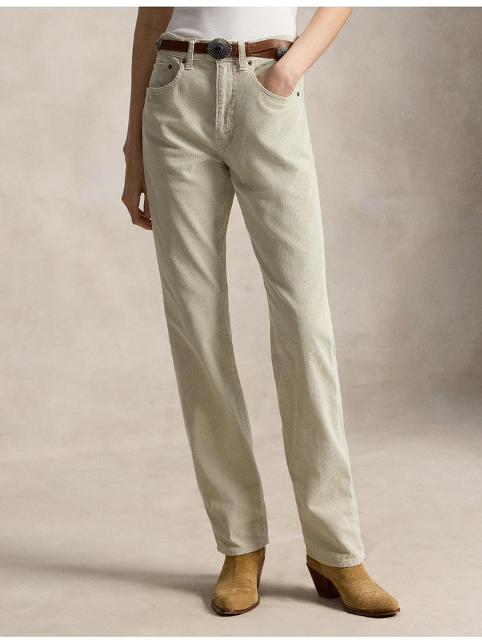 RALPH LAUREN WOMEN Corduroy Relaxed Straight Pants Stone