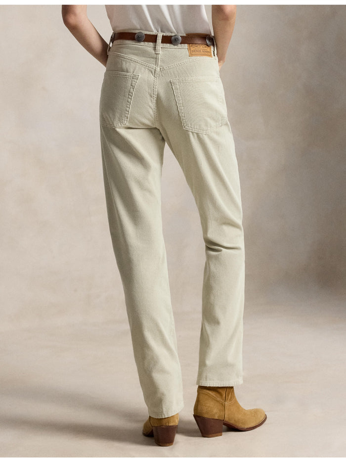 RALPH LAUREN WOMEN Corduroy Relaxed Straight Pants Stone