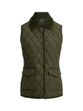 RALPH LAUREN WOMEN Corduroy-Trim Quilted Vest Ranger Green