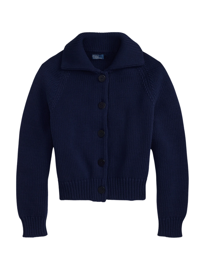 RALPH LAUREN WOMEN Cotton-blend Buttoned Cardigan Cruise Navy