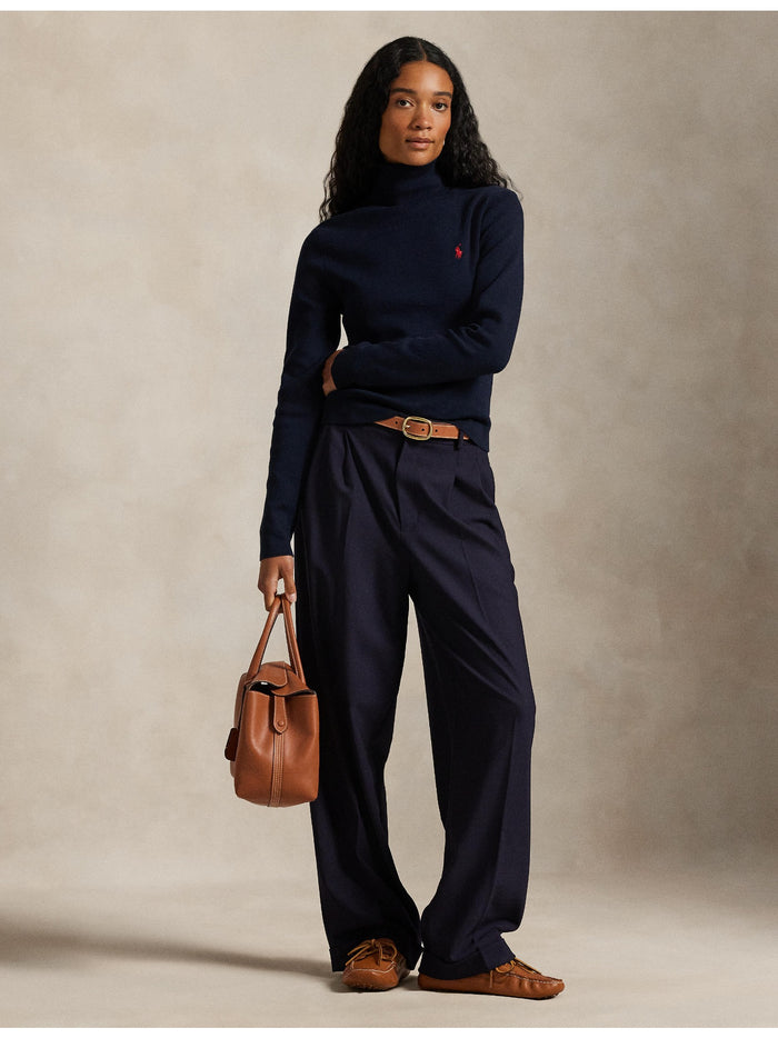 RALPH LAUREN WOMEN Cotton-Blend Turtleneck Hunter Navy