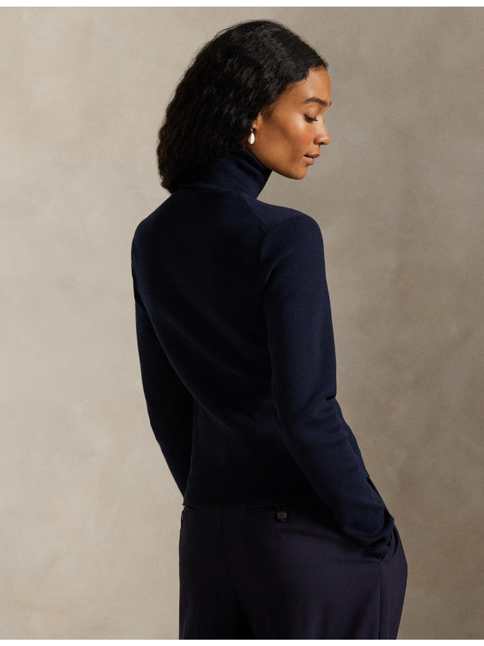 RALPH LAUREN WOMEN Cotton-Blend Turtleneck Hunter Navy
