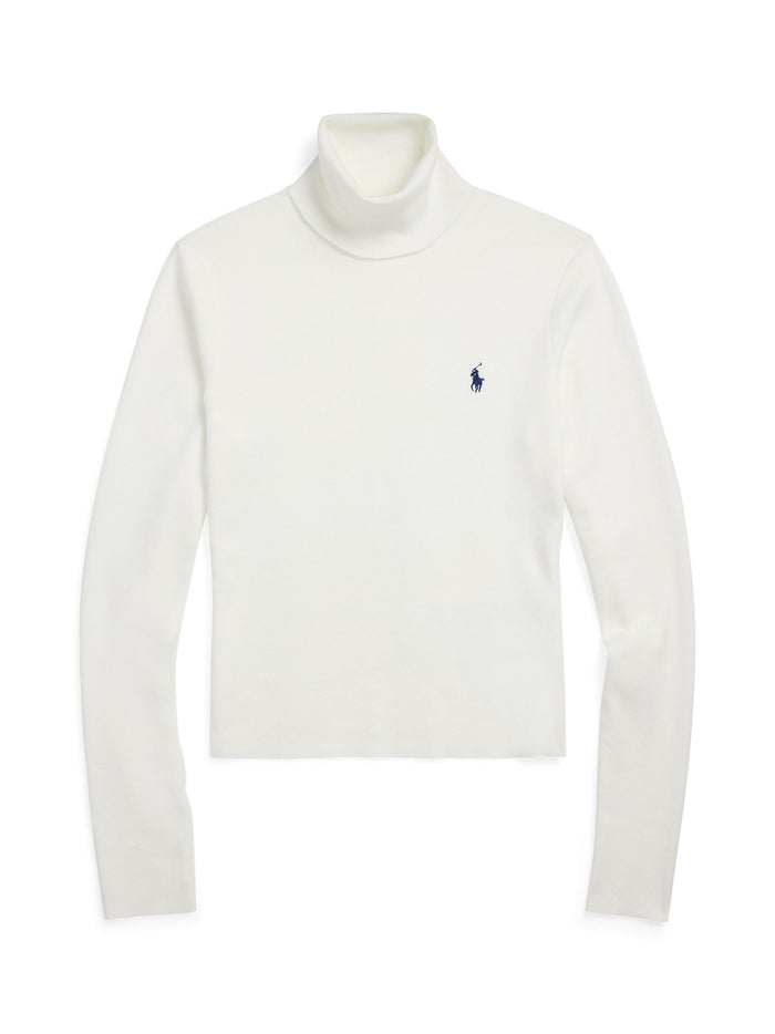 RALPH LAUREN WOMEN Cotton-Blend Turtleneck White