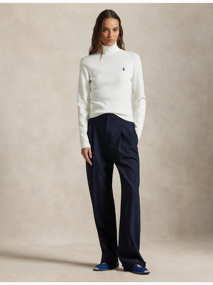 RALPH LAUREN WOMEN Cotton-Blend Turtleneck White