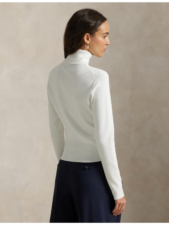 RALPH LAUREN WOMEN Cotton-Blend Turtleneck White
